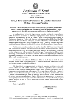 Il comunicato della prefettura