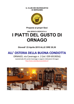 I PIATTI DEL GUSTO DI ORNAGO