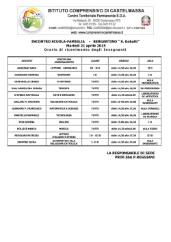 INCONTRO SCUOLA-FAMIGLIA - BERGANTINO &ldquo; S. Gobatti