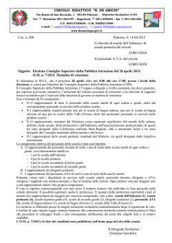 Circ. n. 200 Palermo, lì 14.04.2015 Ai docenti di scuola dell`infanzia