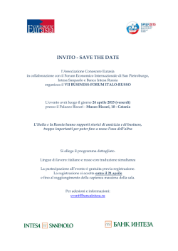 INVITO - SAVE THE DATE - Associazione Conoscere Eurasia