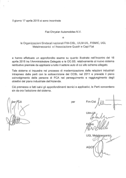 Il giorno 17 aprile 2015 si sono incontrate Fiat Chrysler