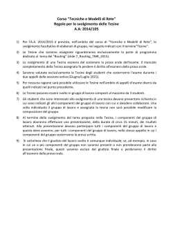 Regole per lo svolgimento delle Tesine AA: 2014/105