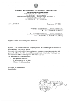 Servizio Mensa per il giorno 15/04/2015