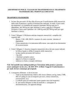 Istruzioni viaggio e trasporto masserizieIstruzioni viaggio e trasporto