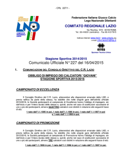 Comunicato Ufficiale N° 227 del 16/04/2015