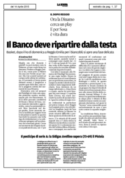 Il Banco deve ripartire dalla testa