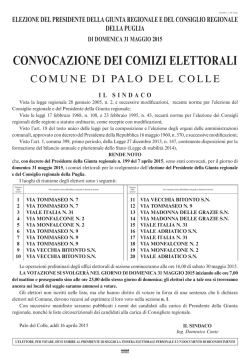 elezioni regionali 2015 - Comune di Palo del Colle