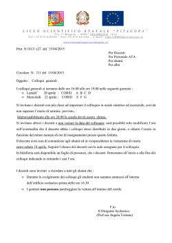 Circolare 211 – Colloqui generali (20 e 22 Aprile 2015)