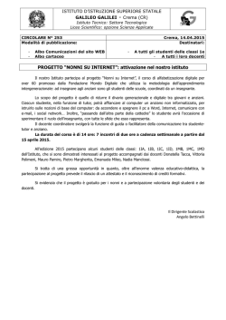PROGETTO “NONNI SU INTERNET”: attivazione nel nostro istituto