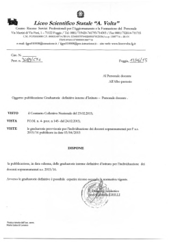 GRADUATORIE INTERNE DEFINITIVE PERSONALE DOCENTE