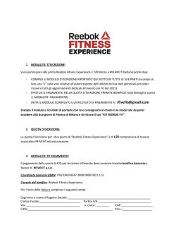 ISCRIZIONE REEBOK FITNESS EXPERIENCE