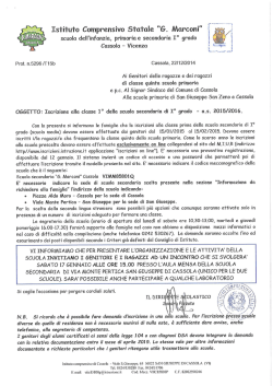 ISCRIZIONI CL 1 SECONDARIA AS 2015 16