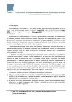 Indicazioni organizzative per lo svolgimento delle prove