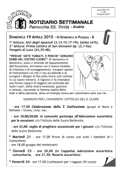 Planning settimanale - Parrocchia SS Trinità Andria