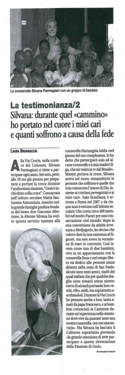 Intervista a Silvana. Avvenire - Istituto Maria Santissima Annunziata
