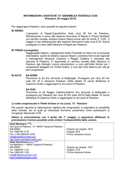 INFORMAZIONI LOGISTICHE 13 ASSEMBLEA FEDERALE CUSI