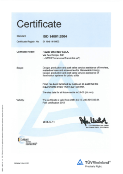 ISO 14001 Certificate