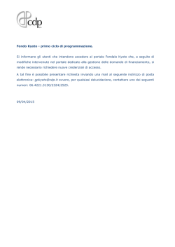 Fondo Kyoto - primo ciclo di programmazione. Si informano gli utenti