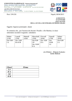 Ingresso posticipato classi IA &ndash; IIA &ndash; IB