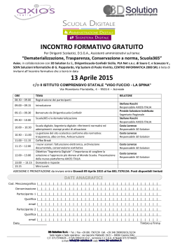 INCONTRO FORMATIVO GRATUITO 13 Aprile 2015