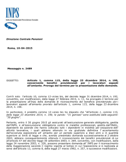 Direzione Centrale Pensioni Roma, 10-04-2015 Messaggio n