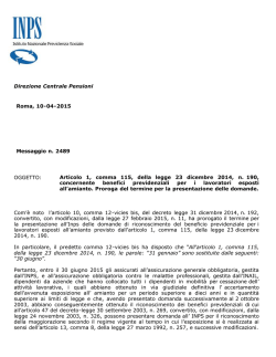 Direzione Centrale Pensioni Roma, 10-04-2015 Messaggio n