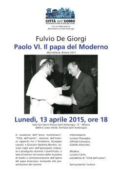 Fulvio De Giorgi Paolo VI. Il papa del Moderno