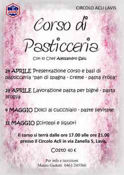 Il corso si terr&agrave; dalle ore 17.00 alle ore 21.00 presso