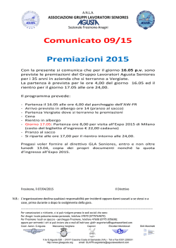 il gruppo lavoratori seniores agusta mv organizza per il giorno 21