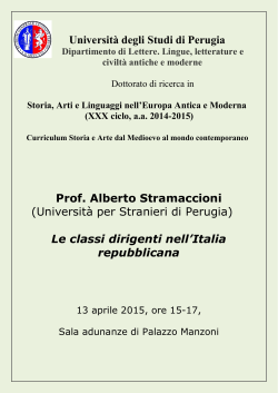 Università degli Studi di Perugia Prof. Alberto Stramaccioni