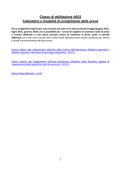 Classe di abilitazione A032 Calendario e modalità di