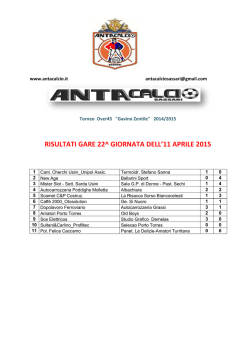 i risultati della 22&ordf; giornata del Torneo Amatoriale AntaCalcio Over45