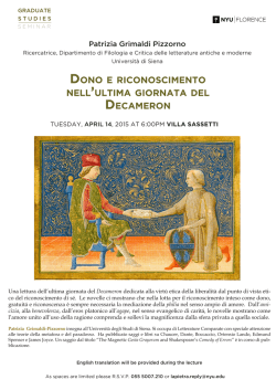 Dono e riconoscimento nell`ultima giornata Del Decameron