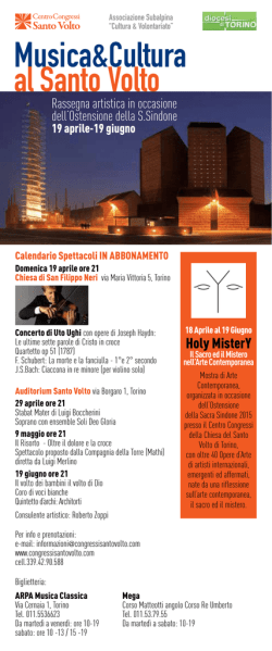 Iniziative culturali al Santo Volto, aprile