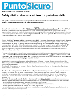 Safety olistica: sicurezza sul lavoro e protezione civile