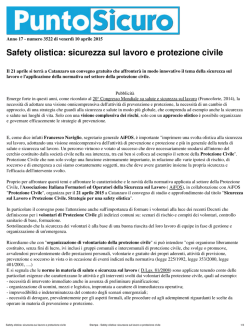 Safety olistica: sicurezza sul lavoro e protezione civile