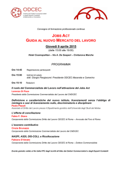 JOBS ACT GUIDA AL NUOVO MERCATO DEL LAVORO