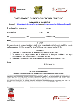 ISCRIZIONE CORSO DI POTATURA 2015