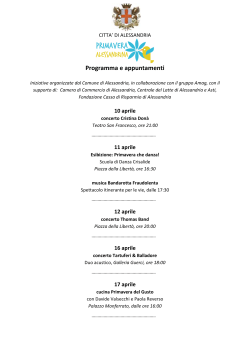 Programma e appuntamenti dal 10 al 23 aprile 2015
