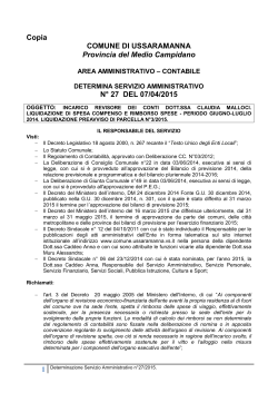 Determina Servizio Amministrativo n°27/2015