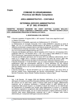 Determina Servizio Amministrativo n°27/2015