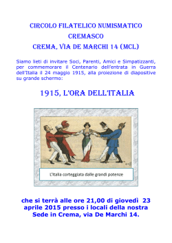 1915, L`ORA DELL`ITALIA - Circolo Filatelico Numismatico Cremasco