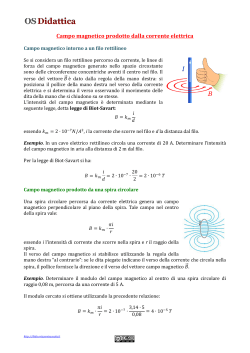 Campo magnetico prodotto dalla corrente elettrica