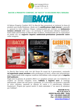 Al Salone Progetto Comfort 2015 la Bacchi Spa presenterà ai
