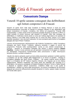 Comunicato Stampa - Istituto Comprensivo di Frascati, Via Don Bosco.