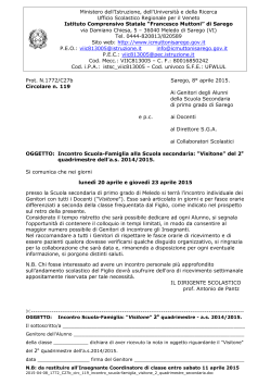 Prot. N.1772/C27b Sarego, 8° aprile 2015. Circolare n. 119 Ai
