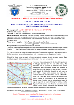 INTERSEZIONALE Firenze-Siena I CASTELLI DELLA VAL D`ELSA