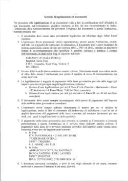Istruzioni legalizzazione documenti