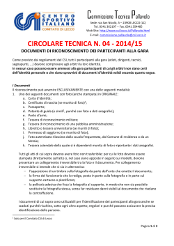 CIRCOLARE TECNICA N. 04 - 2014/15